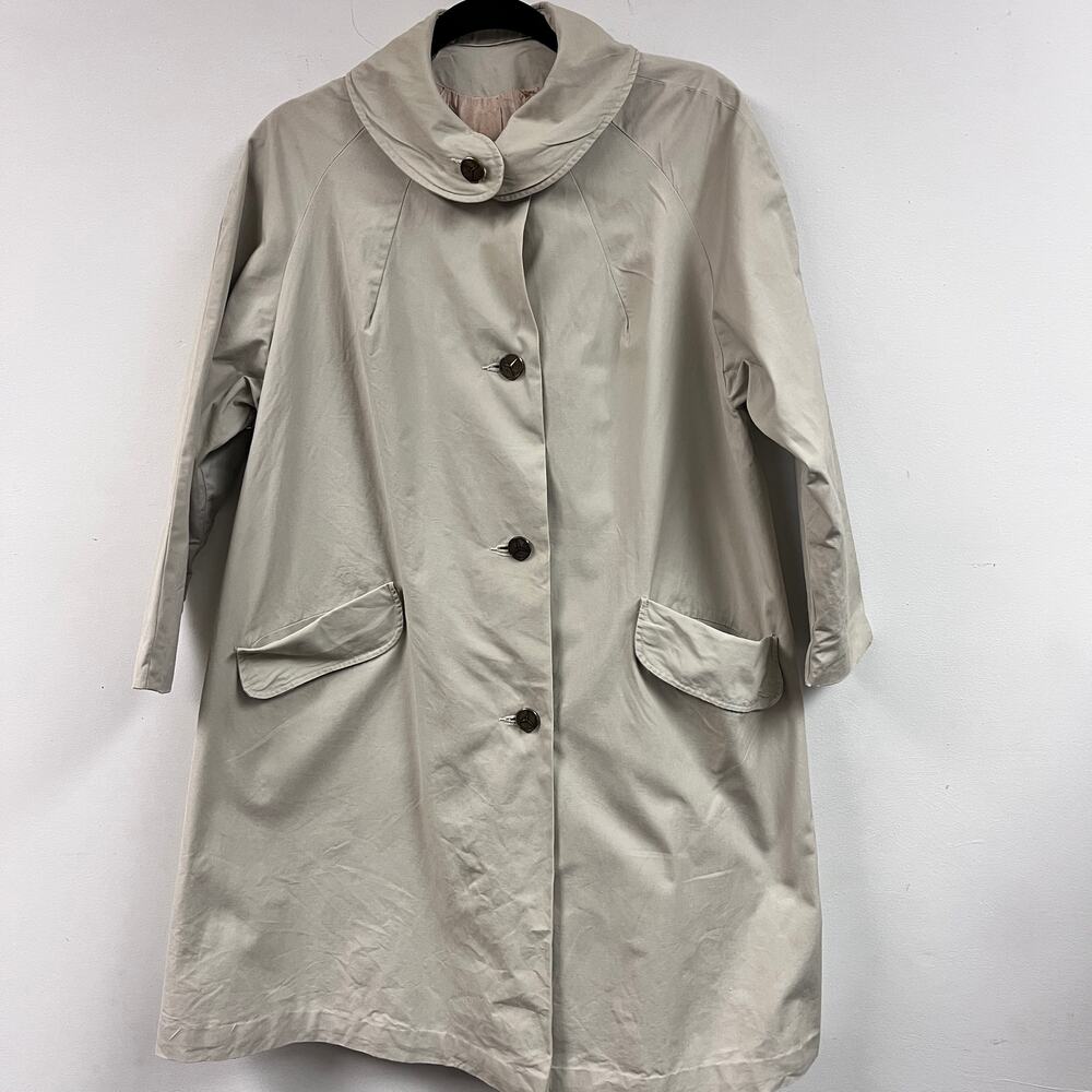 Vintage Women's Trench swing coat union made Midcentury khaki tailored *READ*